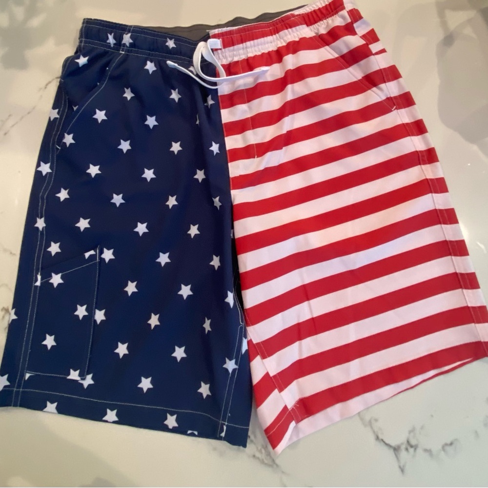 USA Swimsuit, Men's. Size small. Red white and blue. Great for summer fun!